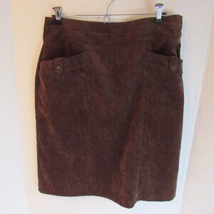 Christopher & Banks Dark Brown Front Pocket Side Zip Corduroy Skirt Size 10